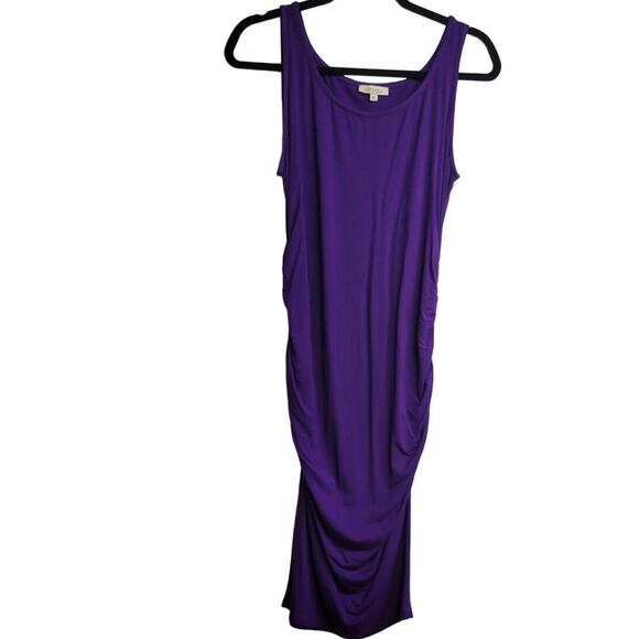 Kimi + Kai Maternity "Delia" Ruched Midi Dress New Medium - Picture 2 of 6